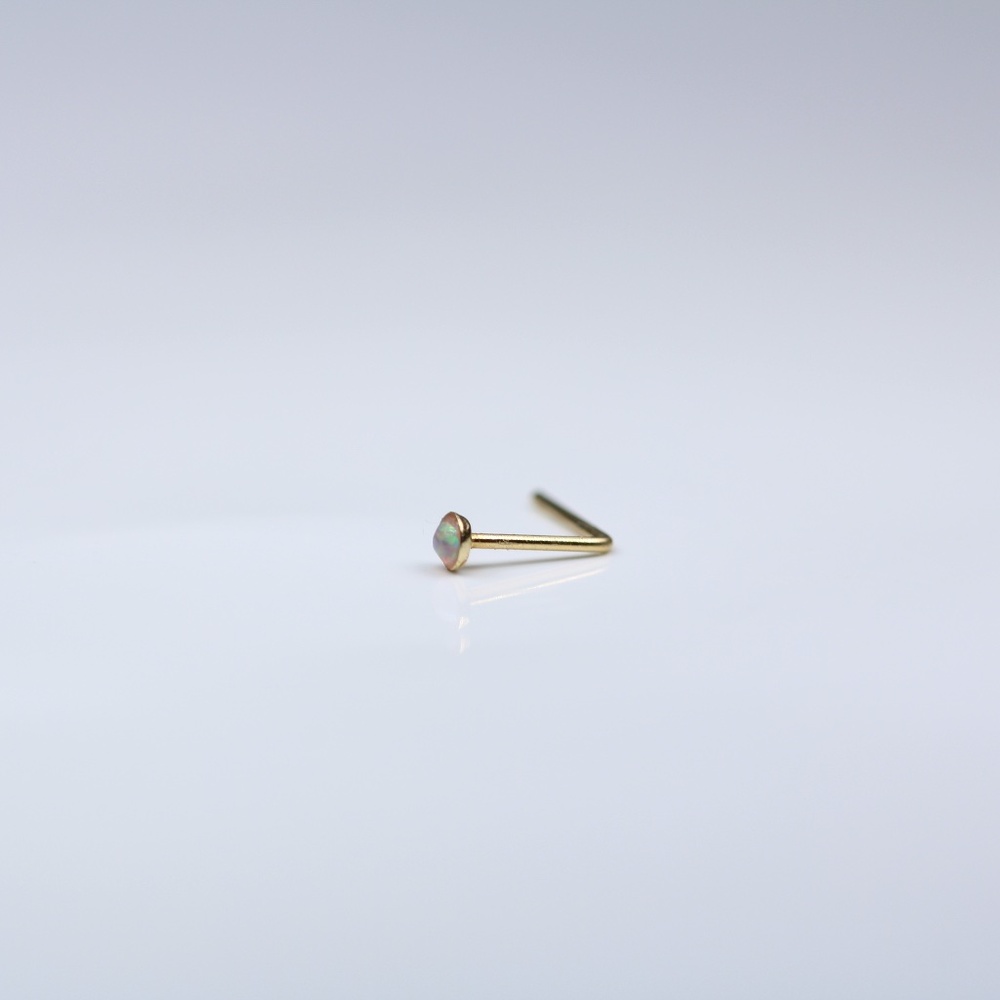 9kt gold nose piercing with a rainbow gem 22 gauge New